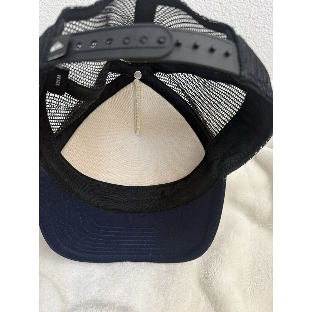 Quiksilver Kids Trucker Hat 53cm Navy Snapback Mesh Cap Retro Stripe Youth Surf - Picture 5 of 6